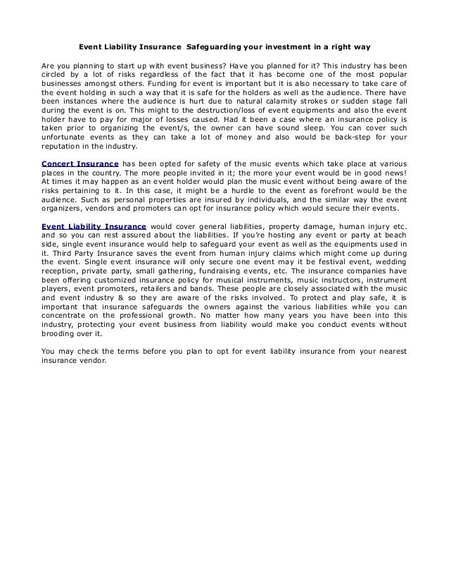 Event liability insurance safeguarding your investment in