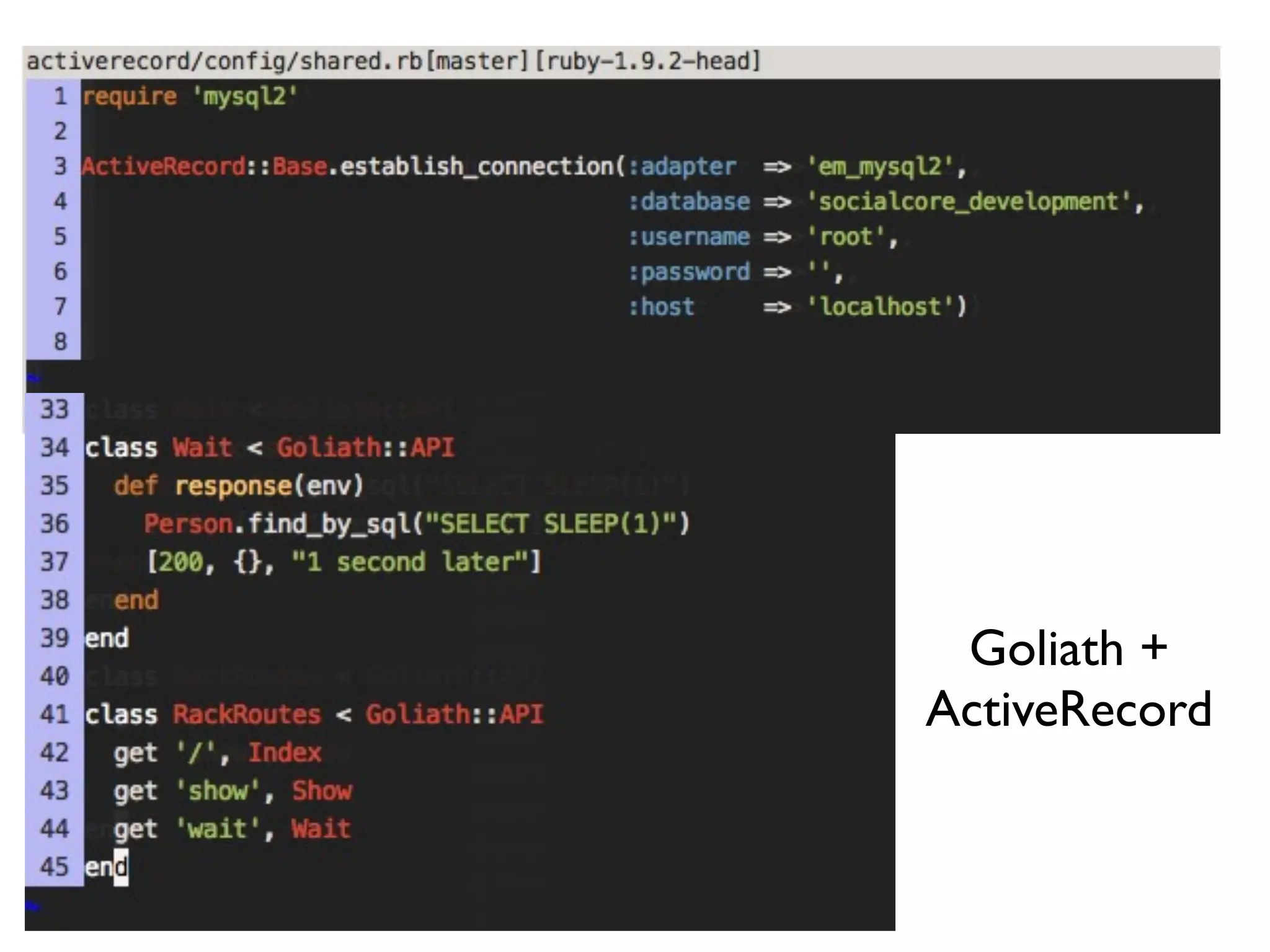 Goliath +
ActiveRecord
 