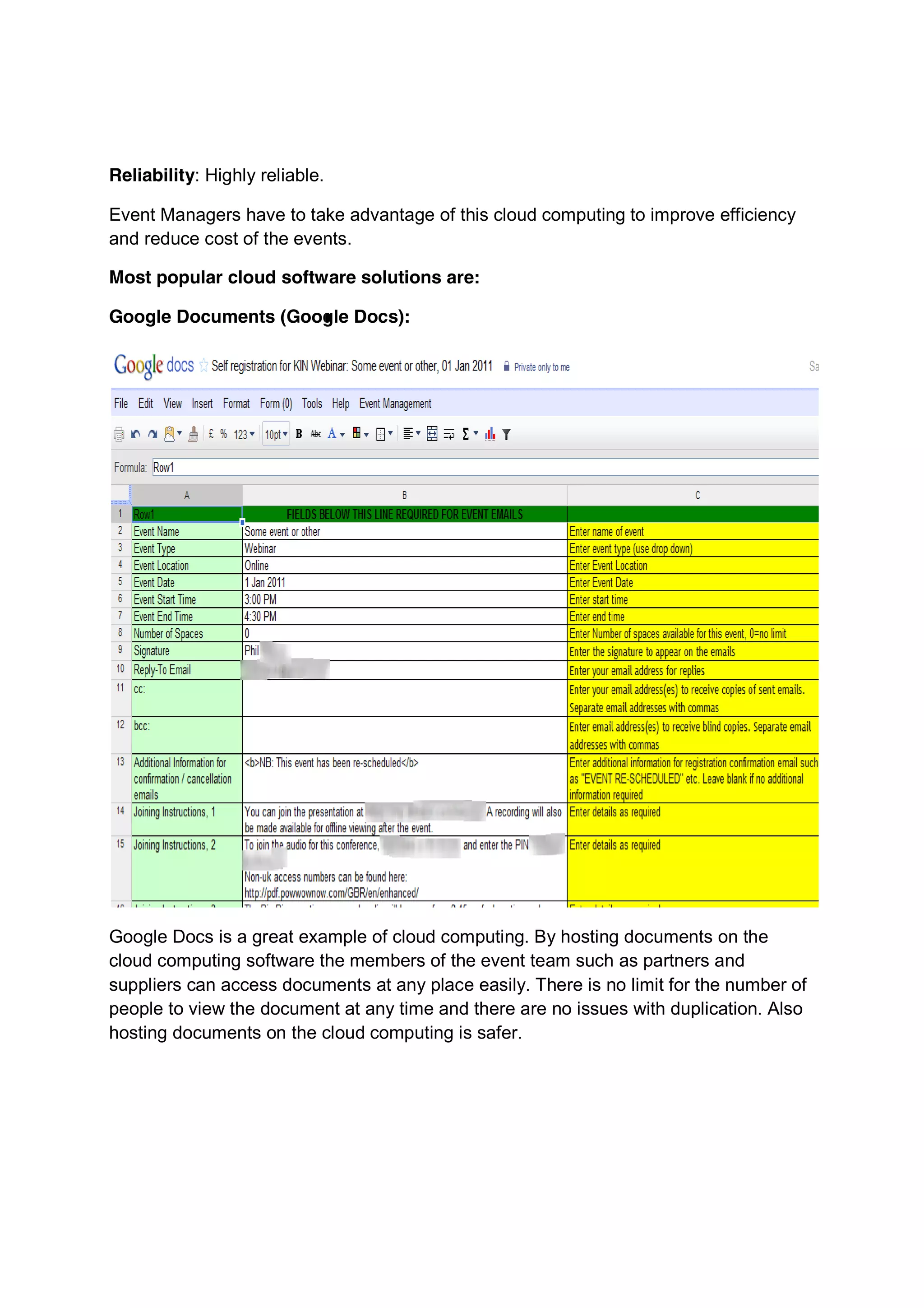 Event management by using cloud computing