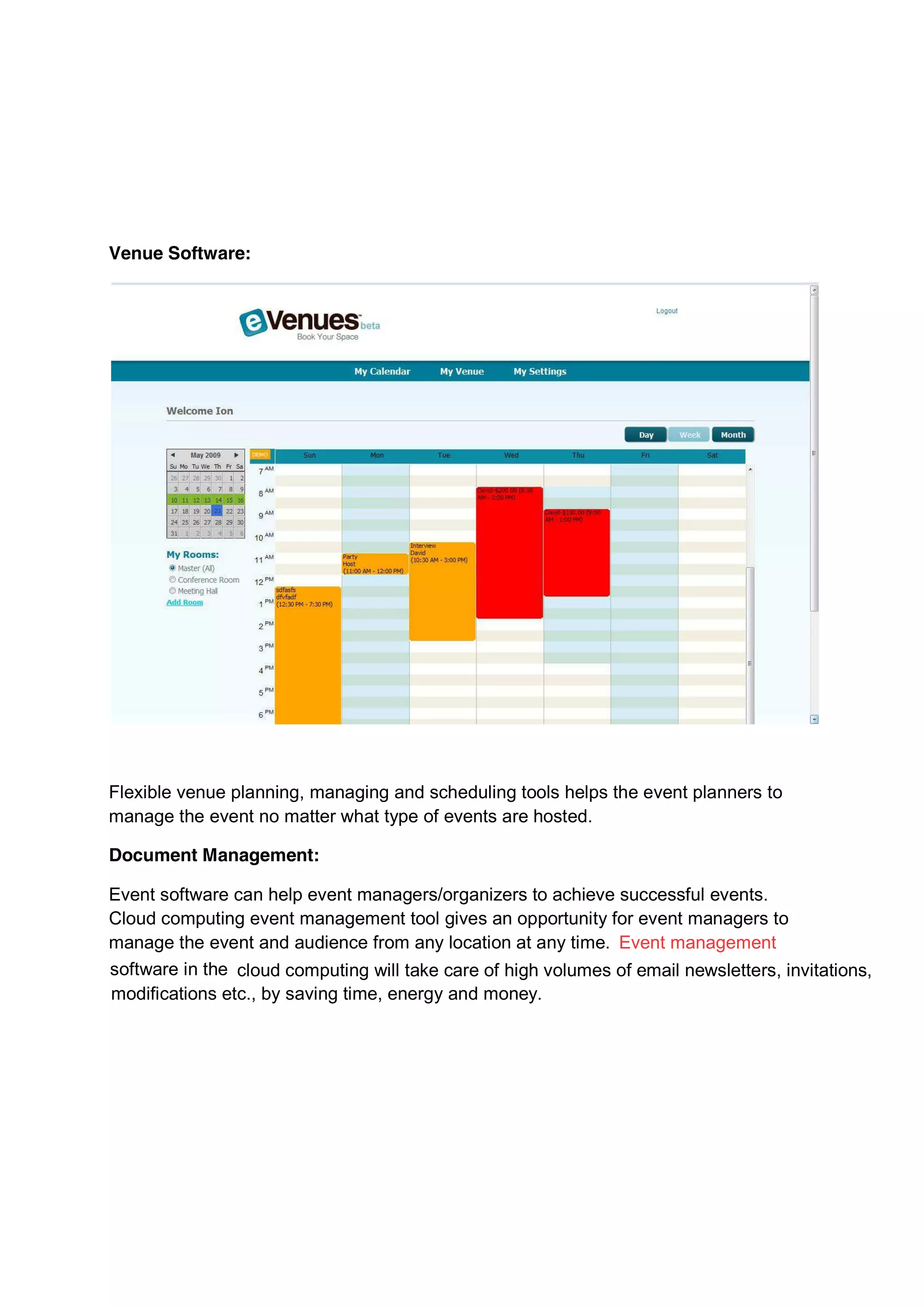 Event management by using cloud computing