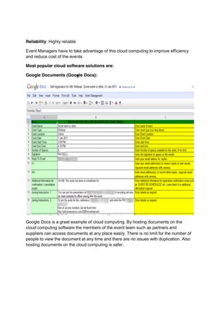 Event management by using cloud computing