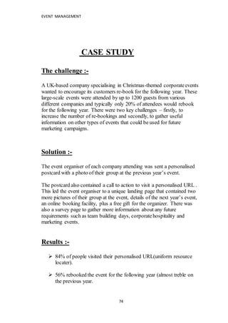 Case Study Examples Event Event management | DOCX