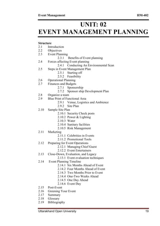 Event Management Module Pdf BBA EVENT MANAGEMENT material unit -notes | PDF
