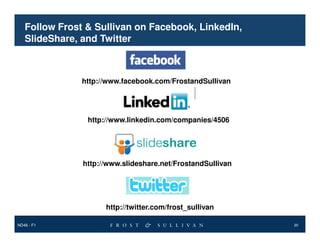 Follow Frost & Sullivan on Facebook, LinkedIn,
SlideShare, and Twitter

http://www.facebook.com/FrostandSullivan

http://www.linkedin.com/companies/4506

http://www.slideshare.net/FrostandSullivan

http://twitter.com/frost_sullivan
ND46 - F1

20

 
