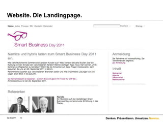 Website. Die Landingpage.9/1/11Denken. Präsentieren. Umsetzen.10