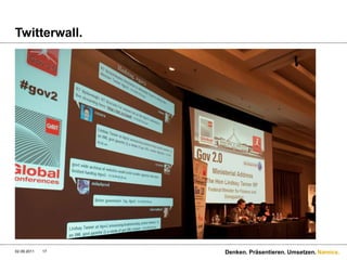 Twitterwall.9/1/11Denken. Präsentieren. Umsetzen.17