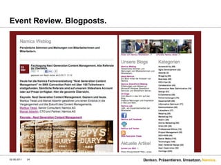 Event Review. Blogposts.9/1/11Denken. Präsentieren. Umsetzen.24