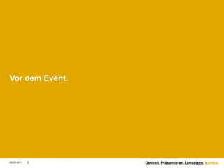 Vor dem Event.9/1/118Denken. Präsentieren. Umsetzen.