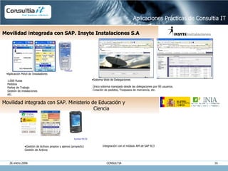 Movilidad integrada con SAP. Insyte Instalaciones S.A Aplicaciones Prácticas de Consultia IT <ul><li>Aplicación Móvil de I...