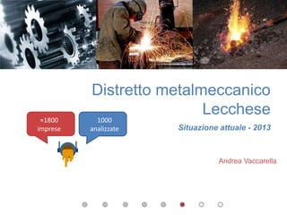 1000
analizzate
≈1800
imprese
Distretto metalmeccanico
Lecchese
Situazione attuale - 2013
Andrea Vaccarella
 