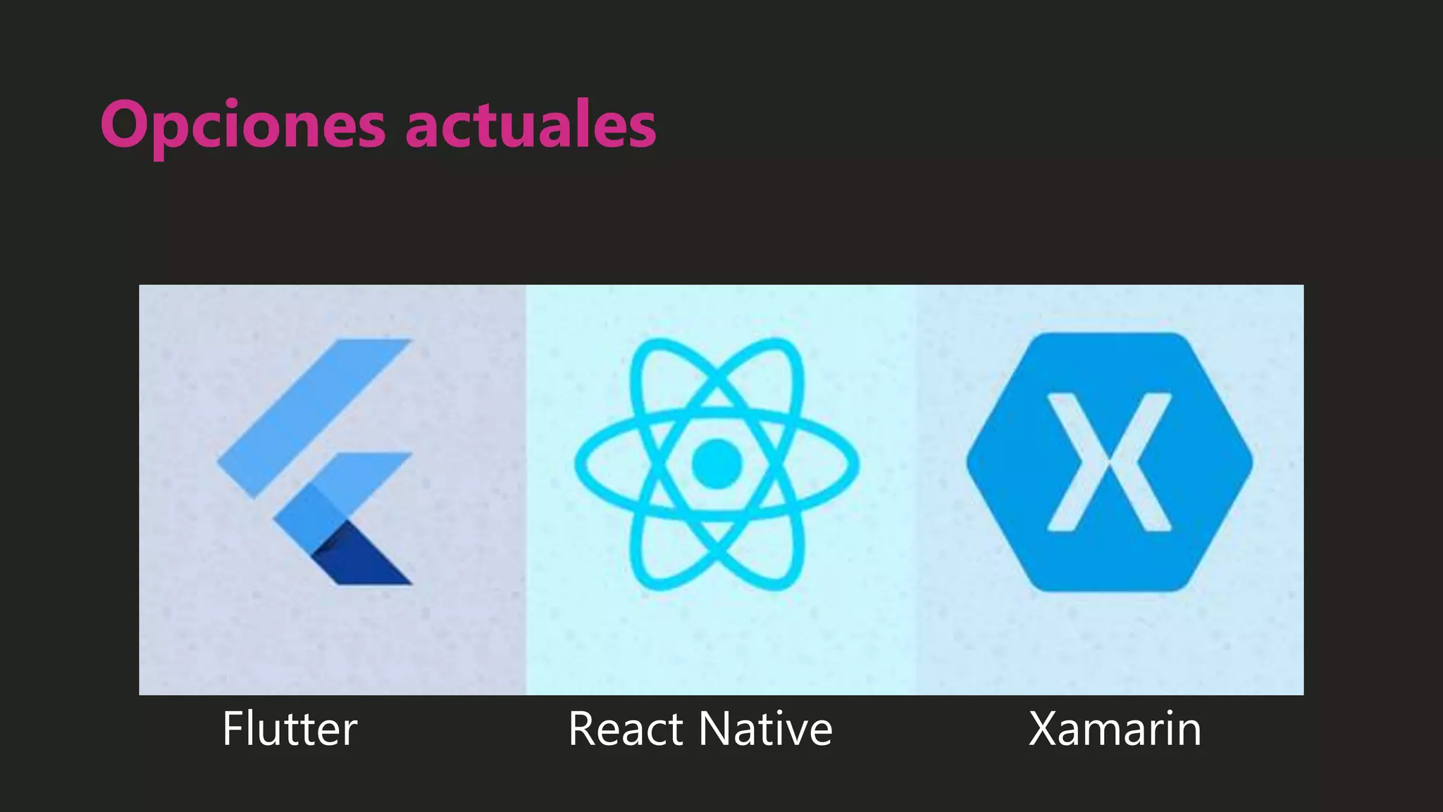 Opciones actuales
Flutter React Native Xamarin
 
