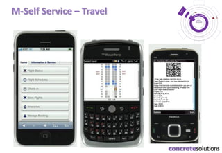 M-Self Service – Travel
So
Browser
Telco
Fin. Serv.
 