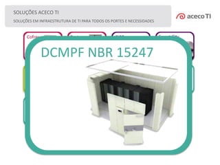 Cofres Porta
Corta-
Fogo
CICC Smart City
IT-MS Modular Safe Container DCMPF MF
DCMPF NBR
15247
SOLUÇÕES ACECO TI
SOLUÇÕES EM INFRAESTRUTURA DE TI PARA TODOS OS PORTES E NECESSIDADES
DCMPF NBR 15247
 