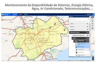 Monitoramento da	
  Disponibilidade de	
  Sistemas,	
  Energia Elétrica,	
  
Água,	
  Ar Condicionado,	
  Telecomunicações,	
  …
 