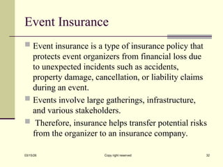 Event Insurance Policy Examples Event Operations and management for BBM.ppt