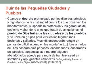 Decreto de Muerte
• “El tiempo de angustia está por llegar
para el pueblo de Dios. Será entonces
cuando se promulgará el decreto
prohibiendo comprar o vender a los que
guardan el sábado del Señor, y que los
amenazará con castigos, y aun la muerte,
si no observan el primer día de la semana
como día de reposo.”—En Lugares Celestiales,
346 (1908). {EUD 219.1}
 