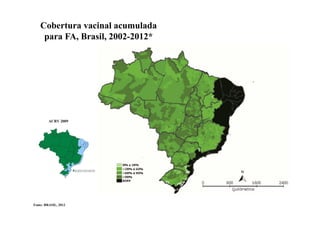 Cobertura vacinal acumulada
para FA, Brasil, 2002-2012*
ACRV 2009
Fonte: BRASIL, 2012
 
