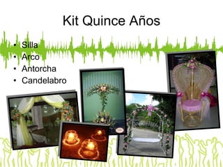Kit Quince Años Silla Arco Antorcha Candelabro 