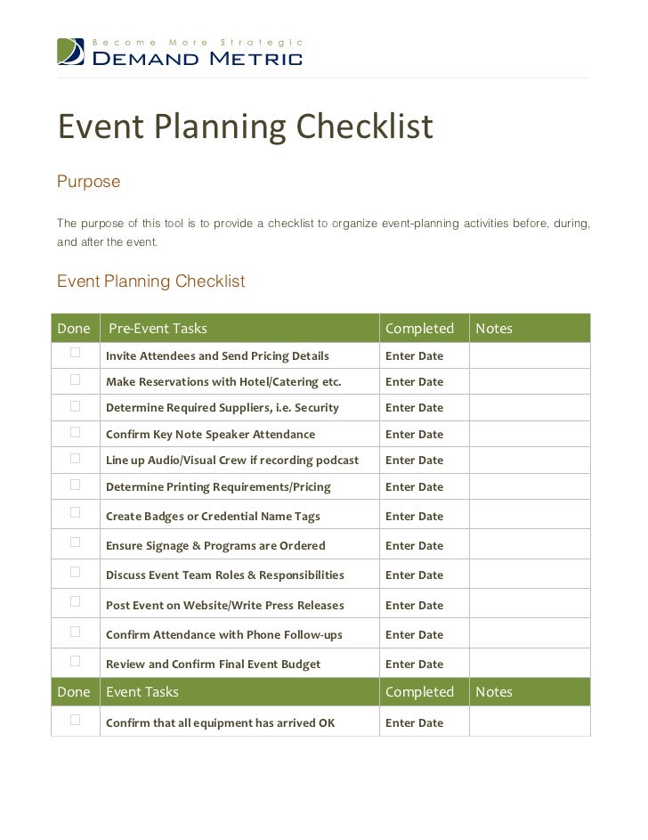 Event Planning Checklist