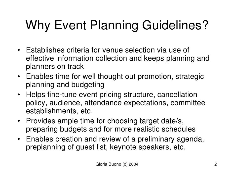 Event Planning Guidelines by Gloria Buono