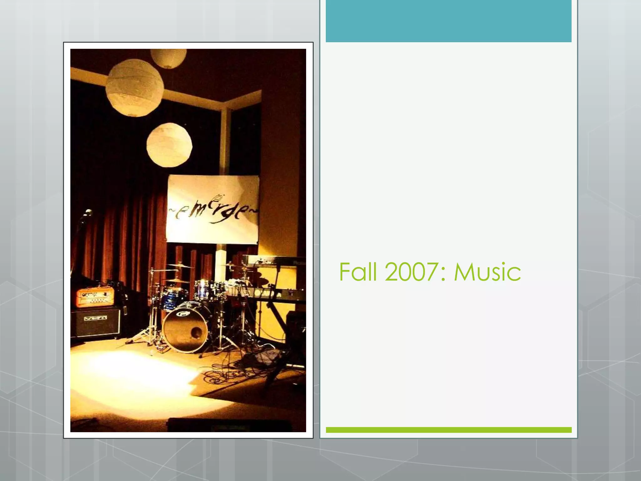 What I Learned: We needed a more polished look and more variety.Spring 2007: Art Gallery and Live Art Creation