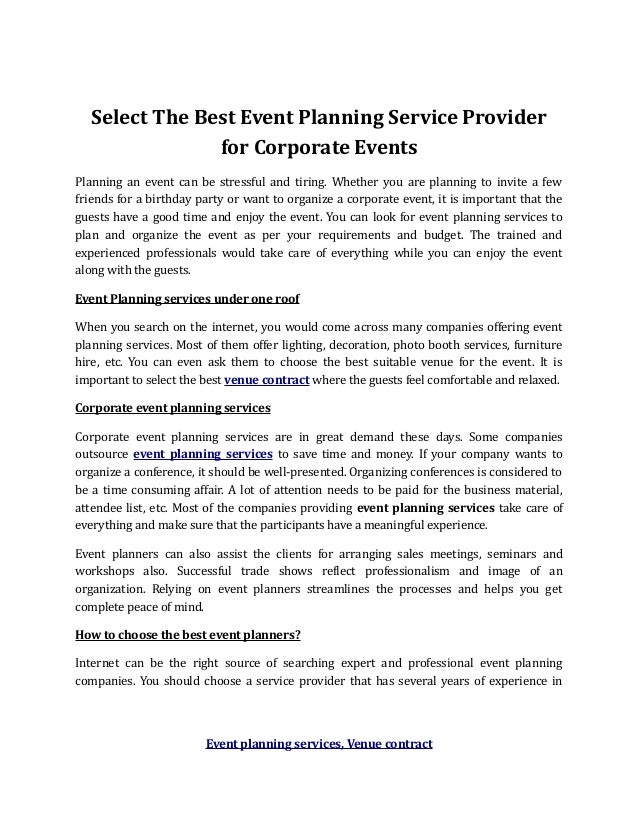event planning contract