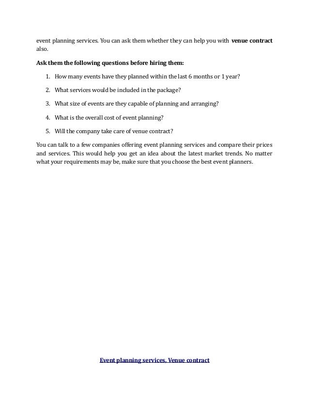 event planner contract sample