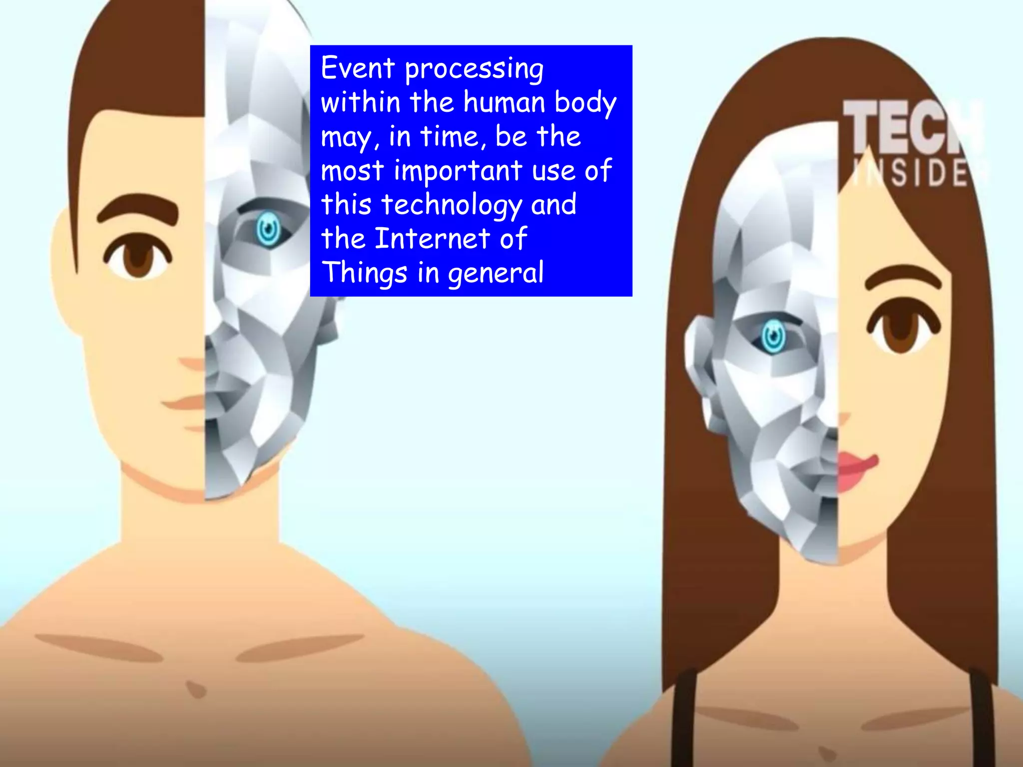 2
Event processing
within the human body
may, in time, be the
most important use of
this technology and
the Internet of
Things in general
 