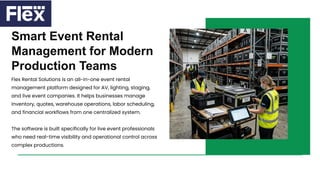 Event rental management software | Flex Rental Solutions | PDF
