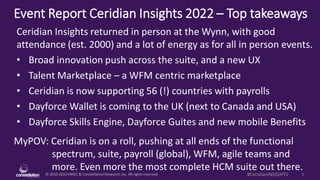 Event Report - CeridianINSIGHTS 2022 - Ceridian powers on