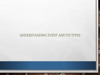 UNDERSTANDING EVENT AND ITS TYPES
 
