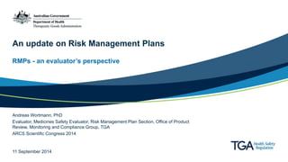 An update on risk management plans - an evaluator's perspective | PPTX