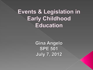 Events and legislation in early childhood education