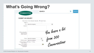 What’s Going Wrong?

© 2013 Forrester Research, Inc. Reproduction Prohibited

15

 