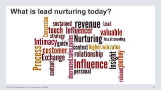 What is lead nurturing today?

© 2013 Forrester Research, Inc. Reproduction Prohibited

33

 