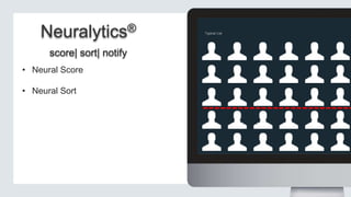 Neuralytics®
score| sort| notify
• Neural Score
• Neural Sort

Typical List

 