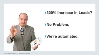 › 300% Increase in Leads?
› No Problem.
› We’re automated.

© 2013 Forrester Research, Inc. Reproduction Prohibited

8

 