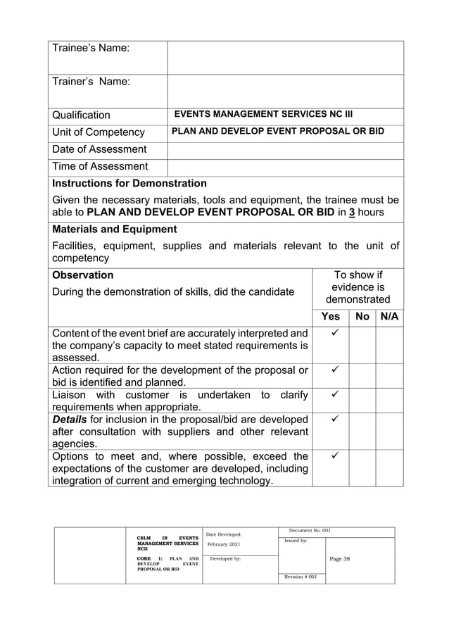 EVENTS MANAGEMENT SERVICES NC III CBLM PDF