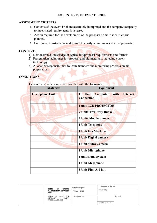 EVENTS MANAGEMENT SERVICES NC III CBLM PDF