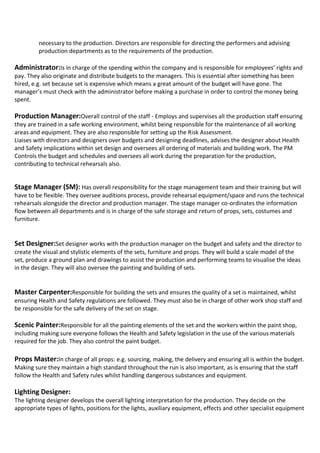 Events Management Team Job Roles