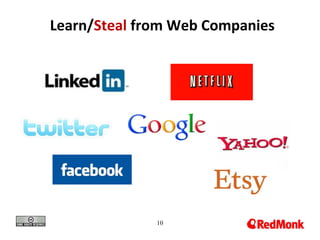 10
Learn/Steal from Web Companies
 