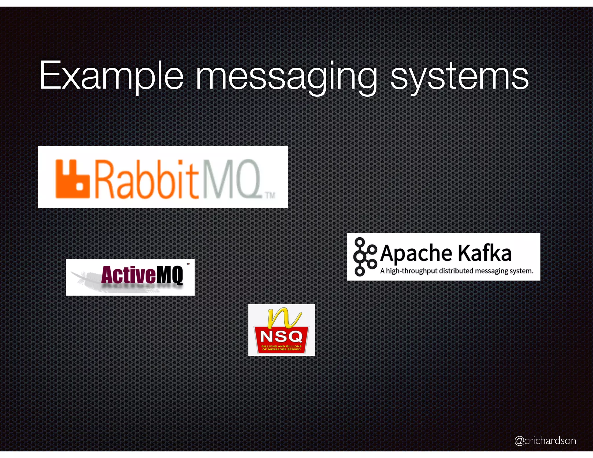@crichardson
Example messaging systems
 