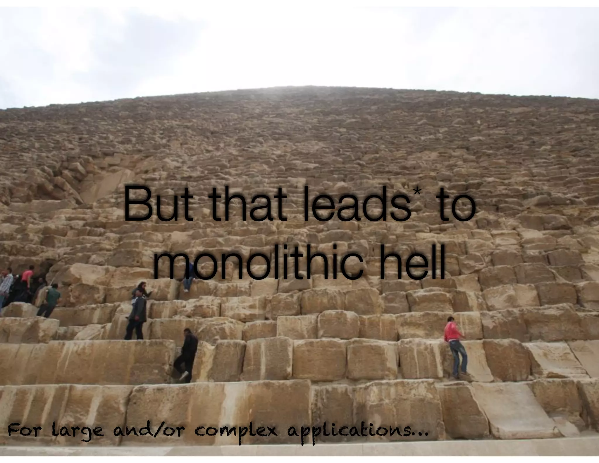 @crichardson
But that leads* to
monolithic hell
For large and/or complex applications…
 