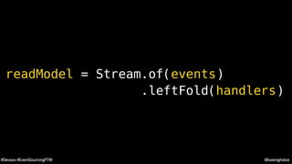 @koenighotze#Devoxx #EventSourcingFTW
readModel = Stream.of(events)
.leftFold(handlers)
 