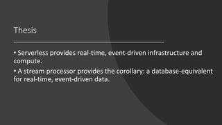Event Sourcing, Stream Processing and Serverless (Benjamin Stopford ...