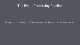 The$Event$Processing$Pipeline 
Sequential Projector -> Event Mapper -> Projection -> Aggregation 
 