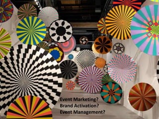 Event Marketing?
Brand Activation?
Event Management?
 