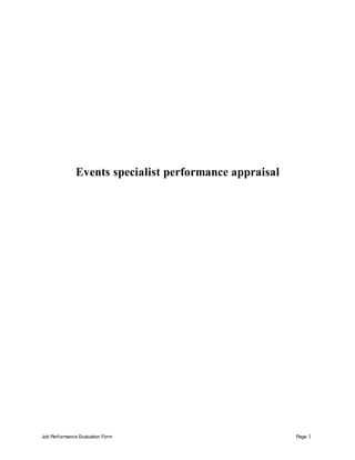 Job Performance Evaluation Form Page 1
Events specialist performance appraisal
 