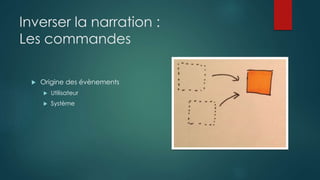 Inverser la narration :
Les commandes
 Origine des évènements
 Utilisateur
 Système
 