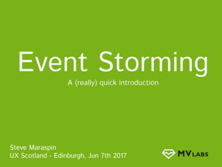 Event StormingA (really) quick introduction
Steve Maraspin
UX Scotland - Edinburgh, Jun 7th 2017
 